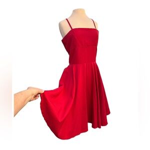 Cherry Red Spaghetti Strap Dress Swing Pinup
Dress
